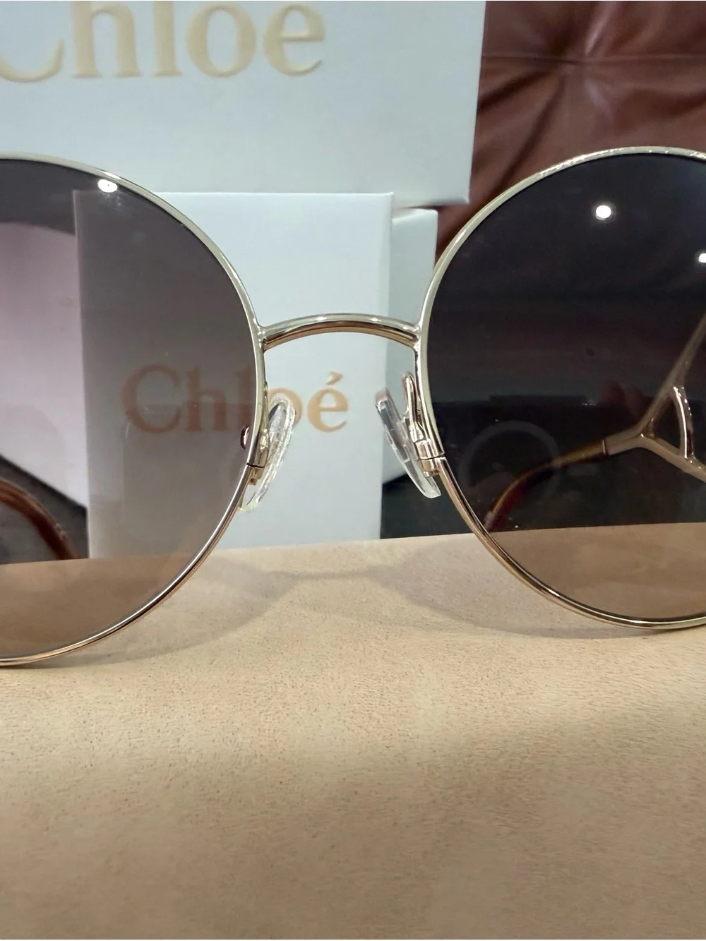 Chloé Gold Frame Sunglasses with Brown Gradient Lenses